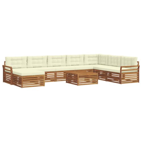 Комплекти дивани 9 pcs Натурален и Крема Солидно акациево дърво