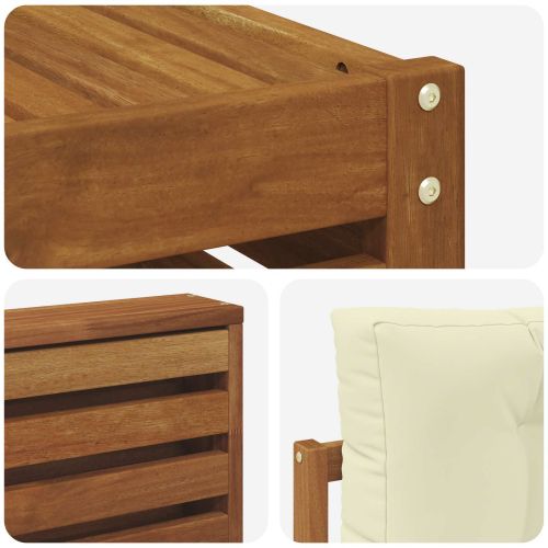 Комплекти дивани 9 pcs Натурален и Крема Солидно акациево дърво