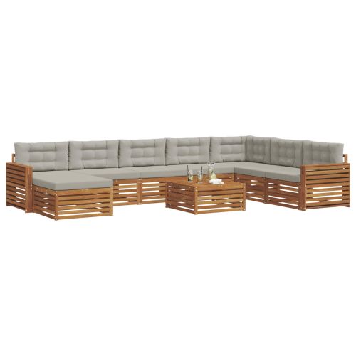 Комплекти дивани с възглавница 9 pcs Естествено и светло сиво