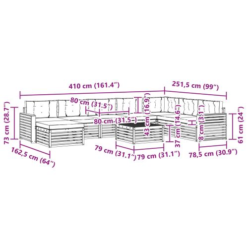 Комплекти дивани с възглавница 9 pcs Естествено и светло сиво