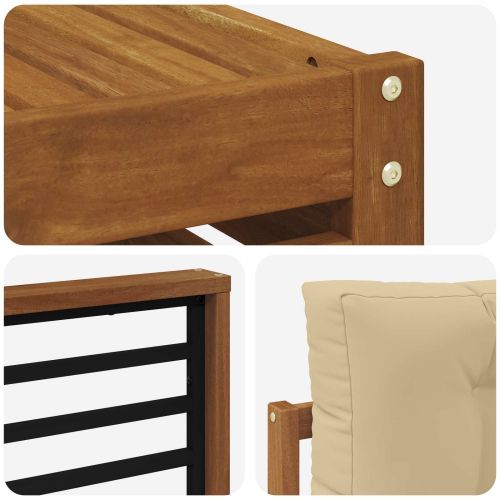 Комплекти дивани 9 pcs Натурален и Бежов Солидно акациево дърво