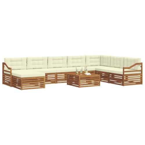 Комплекти дивани 9 pcs Натурален и Крема Солидно акациево дърво