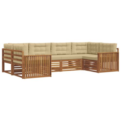 Комплекти дивани 6 pcs Натурален и Бежов Солидно акациево дърво
