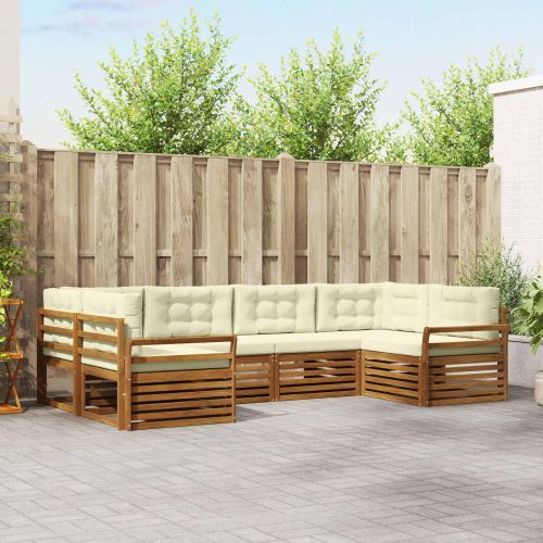Комплекти дивани 6 pcs Натурален и Крема Солидно акациево дърво