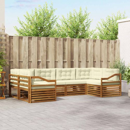 Комплекти дивани 6 pcs Натурален и Крема Солидно акациево дърво