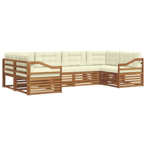 Комплекти дивани 6 pcs Натурален и Крема Солидно акациево дърво