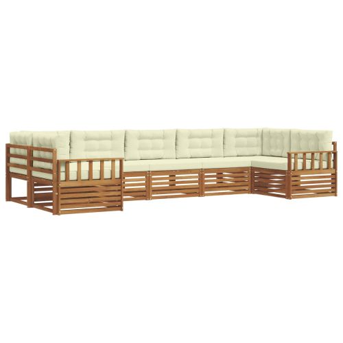 Комплекти дивани 7 pcs Натурален и Крема Солидно акациево дърво