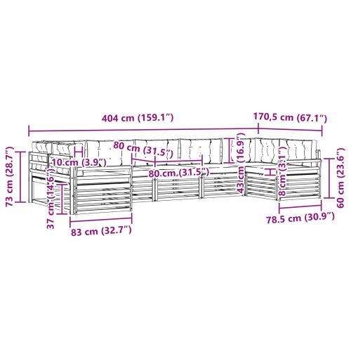Комплект дивани за открито 7 pcs Натурален и Бежов
