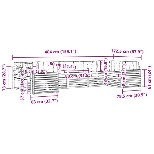 Комплект дивани за открито 7 pcs Натурален и Крема