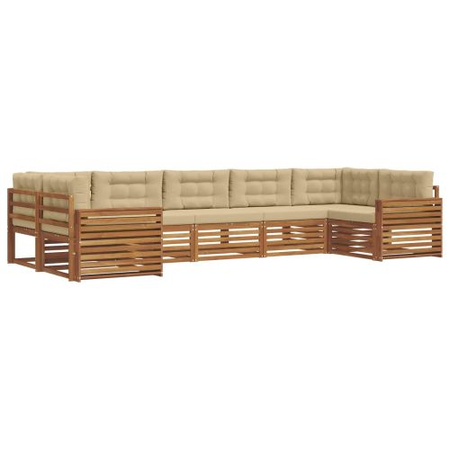 Комплекти дивани 7 pcs Натурален и Бежов Солидно акациево дърво