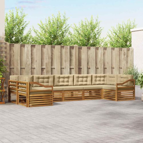 Комплекти дивани 7 pcs Натурален и Бежов Солидно акациево дърво