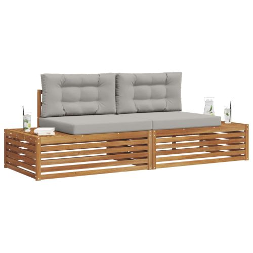 Комплект дивани за открито Естествено и светло сиво