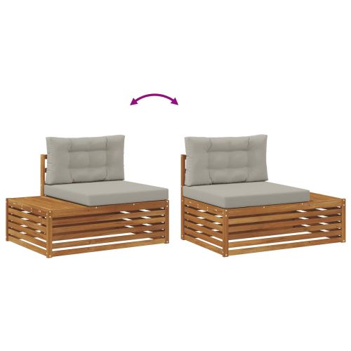 Комплект дивани за открито Естествено и светло сиво