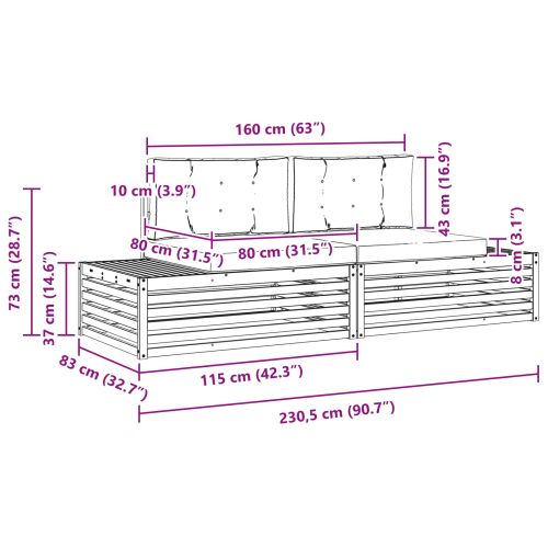 Комплект дивани за открито Естествено и светло сиво