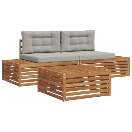 Комплект дивани за открито 7 Брой Естествено и светло сиво