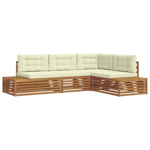 Комплект дивани за открито 4 Брой Натурален и Крема
