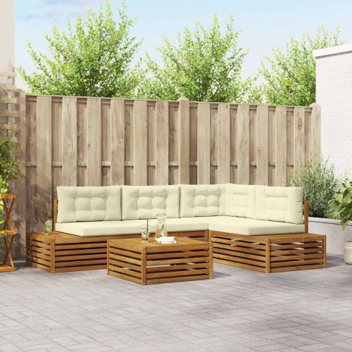 Комплект дивани за открито 5 Брой Натурален и Крема