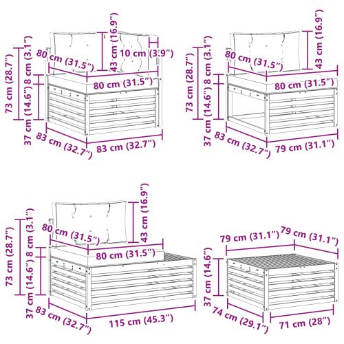 Комплект дивани за открито 5 Брой Натурален и Бежов