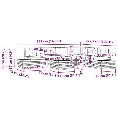 Комплект дивани за открито 7 Брой Натурален и Крема