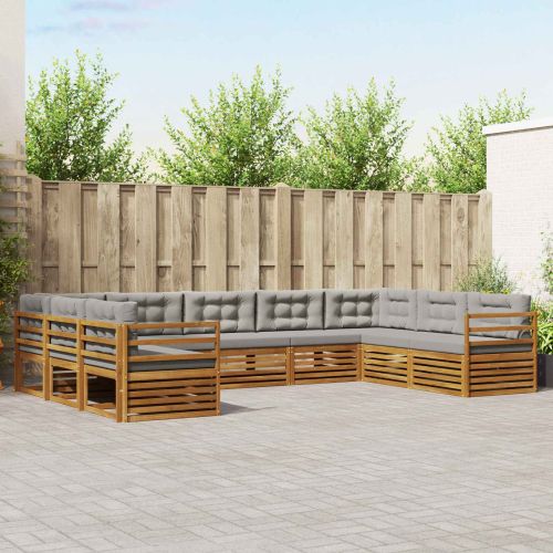 Комплекти дивани с възглавница 9 pcs Естествено и светло сиво