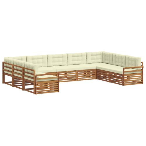 Комплекти дивани 9 pcs Натурален и Крема Солидно акациево дърво