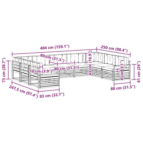 Комплекти дивани с възглавница 9 pcs Естествено и светло сиво