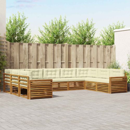 Комплекти дивани 9 pcs Натурален и Крема Солидно акациево дърво