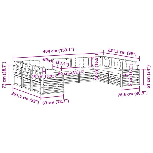 Комплекти дивани с възглавница 9 pcs Естествено и светло сиво