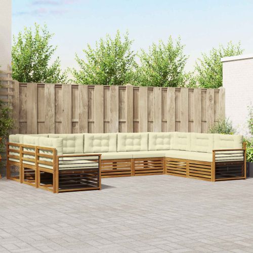 Комплекти дивани 9 pcs Натурален и Крема Солидно акациево дърво
