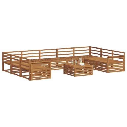 Комплект дивани за открито 10 pcs Естествен