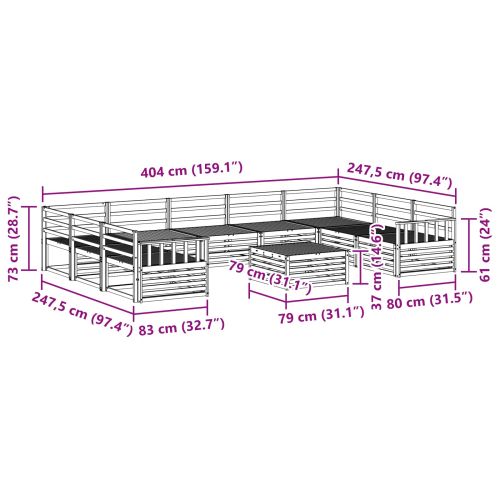 Комплект дивани за открито 10 pcs Естествен