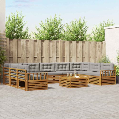 Комплекти дивани с възглавница 10 pcs Естествено и светло сиво