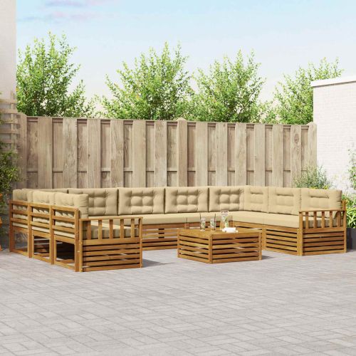 Комплекти дивани с възглавница 10 pcs Натурален и Бежов