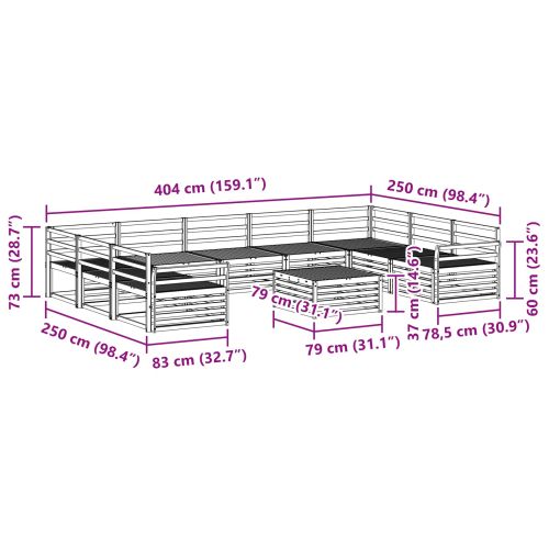 Комплект дивани за открито 10 pcs Естествен