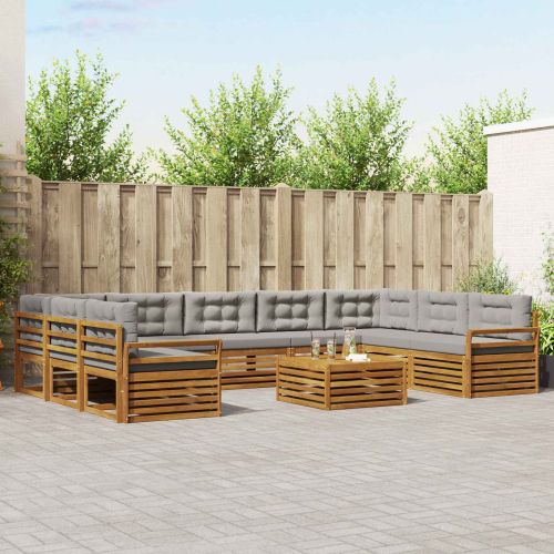 Комплекти дивани с възглавница 10 pcs Естествено и светло сиво