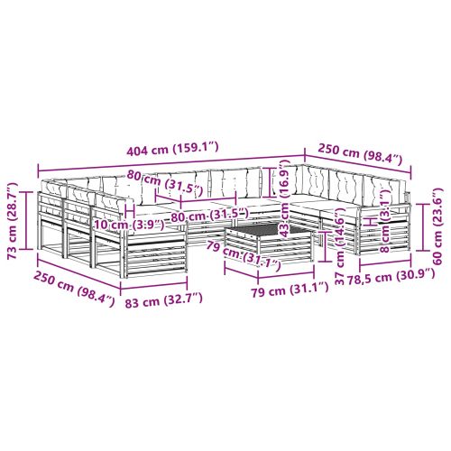 Комплекти дивани с възглавница 10 pcs Естествено и светло сиво
