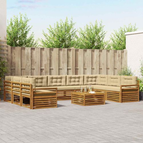 Комплекти дивани с възглавница 10 pcs Натурален и Бежов