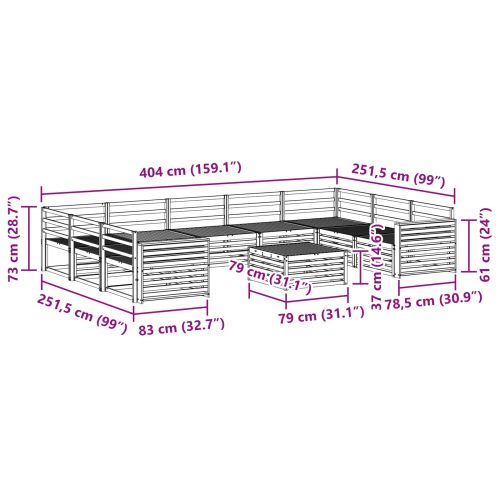 Комплект дивани за открито 10 pcs Естествен