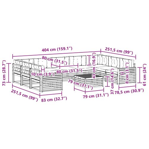 Комплекти дивани с възглавница 10 pcs Натурален и Крема