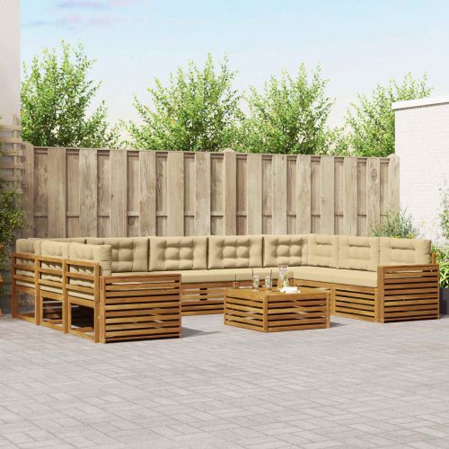 Комплекти дивани с възглавница 10 pcs Натурален и Бежов