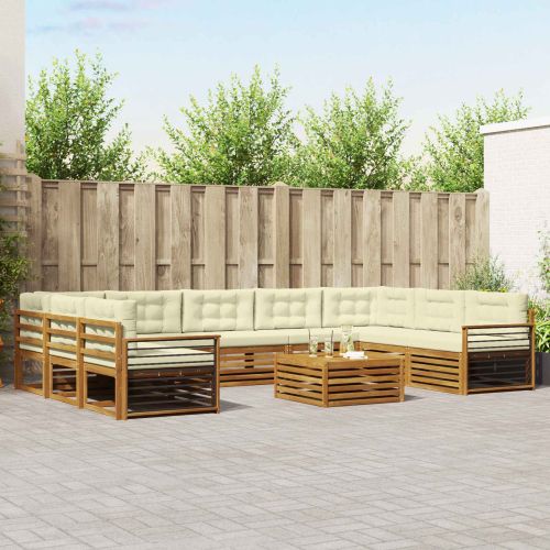 Комплекти дивани с възглавница 10 pcs Натурален и Крема