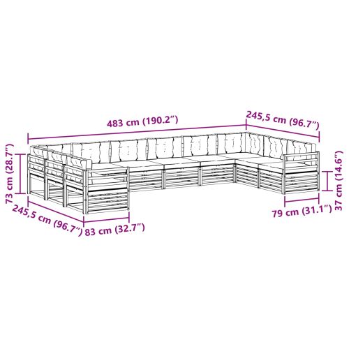 Комплекти дивани с възглавница 10 pcs Натурален и Крема