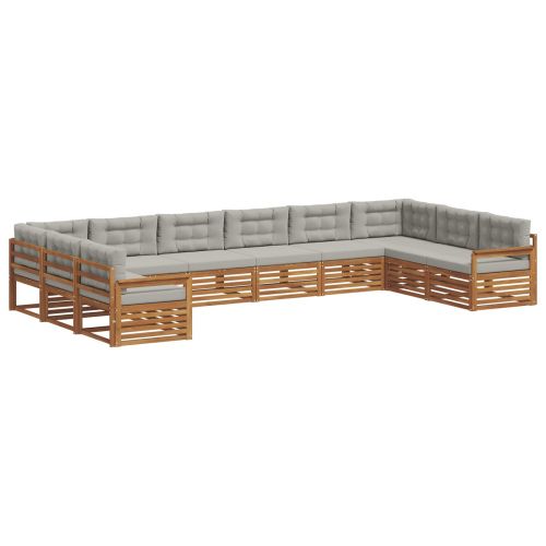 Комплекти дивани с възглавница 10 pcs Естествено и светло сиво