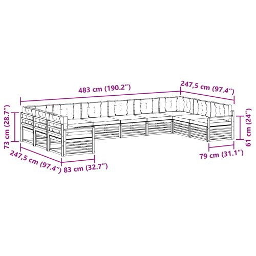 Комплекти дивани с възглавница 10 pcs Натурален и Бежов
