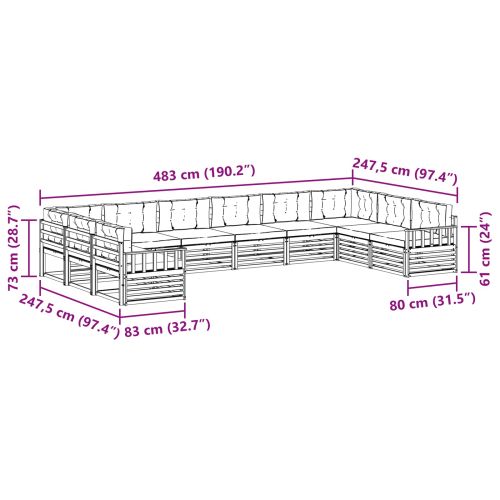 Комплекти дивани с възглавница 10 pcs Натурален и Бежов