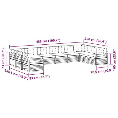 Комплекти дивани с възглавница 10 pcs Естествено и светло сиво
