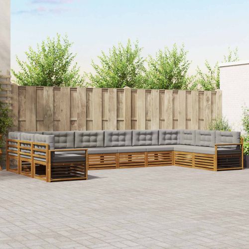 Комплекти дивани с възглавница 10 pcs Естествено и светло сиво