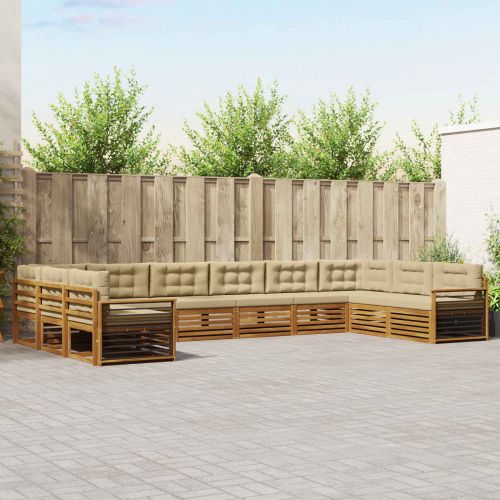 Комплекти дивани с възглавница 10 pcs Натурален и Бежов