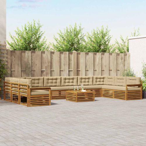 Комплекти дивани с възглавница 11 pcs Натурален и Бежов