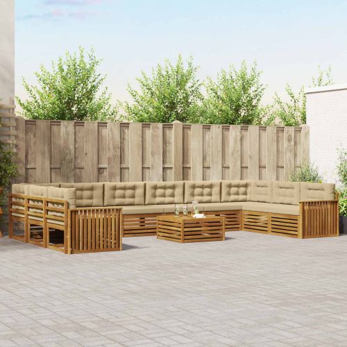 Комплекти дивани с възглавница 11 pcs Натурален и Бежов